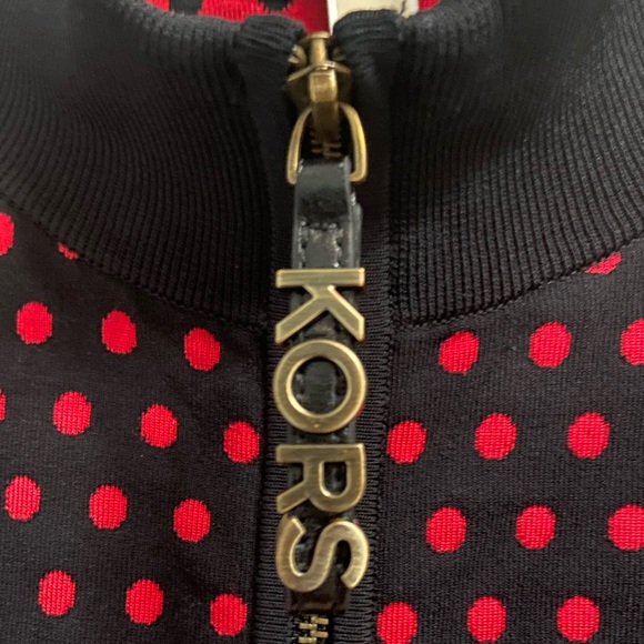 MICHAEL Michael Kors Polka Dot Knitwear Zip Up, Size Medium - Picture 5 of 10
